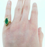 14k 2.25ct Marquise Genuine Natural Emerald Ring with Diamonds (#J4300)