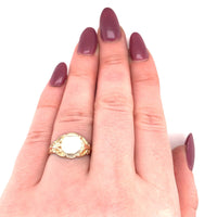 14k Yellow Gold Antique Signet Ring Blank with Fancy Scrollwork (#J5686)