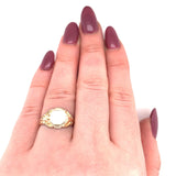 14k Yellow Gold Antique Signet Ring Blank with Fancy Scrollwork (#J5686)