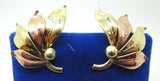 Retro 10k Multi-Gold Leaf Earrings with 14k Gold Post (#J3751)