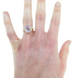 14k Gold 4.8ct Rainbow Genuine Natural Moonstone Diamond Ring Jewelry (#J4726)