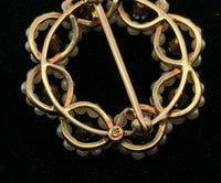 14k Yellow Gold Antique Montana Sapphire and Pearl Circle Pin (#J5468)