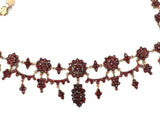 Genuine Natural Bohemian Garnet Necklace w/ Eleven Drops and Four Swags (#J5576)