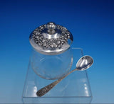 Repousse by Kirk Sterling Silver Glass Jelly Jar and Jelly Spoon #20F (#4909)