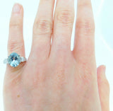 Platinum 6.41ct Genuine Natural Aquamarine Ring with 1/2ct Diamonds (#J4138)