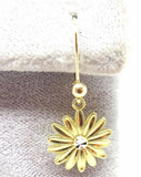 14k Yellow Gold Dangle Daisy Earrings (#J3696)