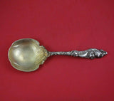 Gorham Sterling Silver Berry Spoon Gold Washed Heavy Cast #H150 10 1/8" Serving