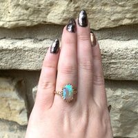 2.96ct Genuine Natural Opal 14k Yellow Gold Ring with Decorative Setting #J6080