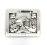 Handwrought Sterling Covered Bridge Pin by Dodson (#J5513)