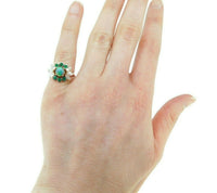 14k Rose Gold Genuine Natural Opal Emerald and Diamond Ring (#J4775)