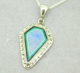 Sterling Silver Pendant Opal Inlay with Malachite and Onyx (#J5083)