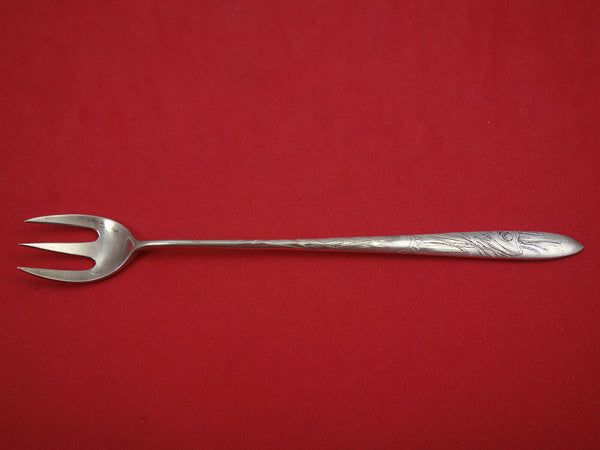 Lap Over Edge Acid Etch by Tiffany Sterling Silver Oyster/ Cocktail Fork w/ Frog