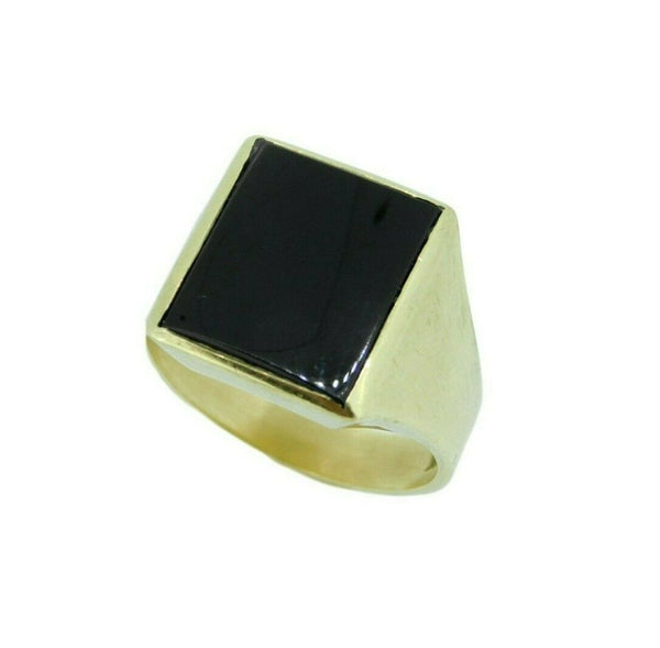Vintage 10k Yellow Gold Men's Genuine Natural Onyx Ring Solid 5.5 dwt (#J4692)