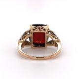 14k Yellow Gold 10.35ct Cabochon Genuine Natural Garnet Ring w/Diamonds (#J5758)