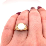 14k Yellow Gold Antique Signet Ring Blank with Fancy Scrollwork (#J5686)