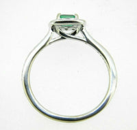 14k White Gold .31ct Genuine Natural Emerald and Diamond Halo Ring (#J5107)