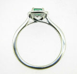 14k White Gold .31ct Genuine Natural Emerald and Diamond Halo Ring (#J5107)