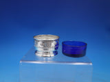 Rose Point By Wallace Sterling Silver Master Salt Dip with Cobalt Liner (#6521)