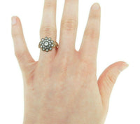 18k Yellow Gold Rosette .36ct Rose Cut Genuine Natural Diamond Ring (#J4522)
