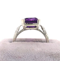 14k White Gold 4.54ct Deep Purple Genuine Natural Amethyst Ring (#J5751)