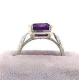 14k White Gold 4.54ct Deep Purple Genuine Natural Amethyst Ring (#J5751)