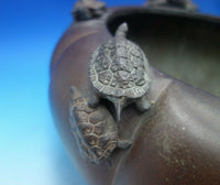 Bronze Planter Japanese Style with Applied Turtles 9 1/2" x 17" (#6383)