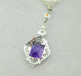 14k White Gold Filigree 3.05ct Amethyst Pendant (#J1736)