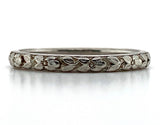 Platinum Art Carved Floral and Leaf Wedding Band Jewelry Size 5.5 (#J5869)