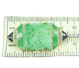 Art Deco 14k Yellow Gold Carved Jade Enamel Pin (#J4703)