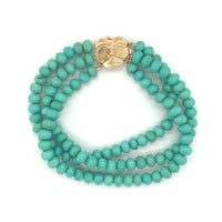 14k Gold 6mm Genuine Natural Campitos Turquoise Bracelet Pansy Clasp (#J6125)