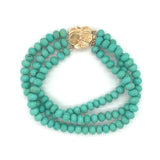 14k Gold 6mm Genuine Natural Campitos Turquoise Bracelet Pansy Clasp (#J6125)