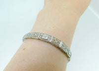 10k White Gold Filigree Bracelet .10ct TW Genuine Natural Diamonds (#J4167)