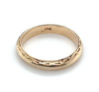 14k Yellow Gold Wedding Band with Wavy Dot Geometric Design Size 4.5 (#J6095)