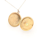 14k Gold Victorian Round Locket w/ Genuine Natural Diamond on 14k Chain (#J6520)