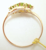 Victorian 10k Gold Ring with Three Oval Genuine Natural Peridots (#J2546)