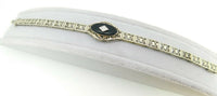 Art Deco 14k Gold Filigree Genuine Natural Onyx Bracelet with Diamond (#J4263)