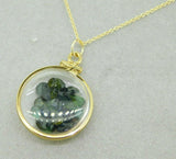 Vintage Shaker Locket 12K Gold Filled Genuine Gemstones Pendant