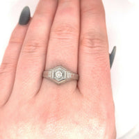 18k Art Deco .19ct Genuine Natural Diamond Men's Ring (#J5494)