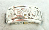 Pierced Art Deco Platinum Genuine Natural Diamond Band Ring (#J2385)