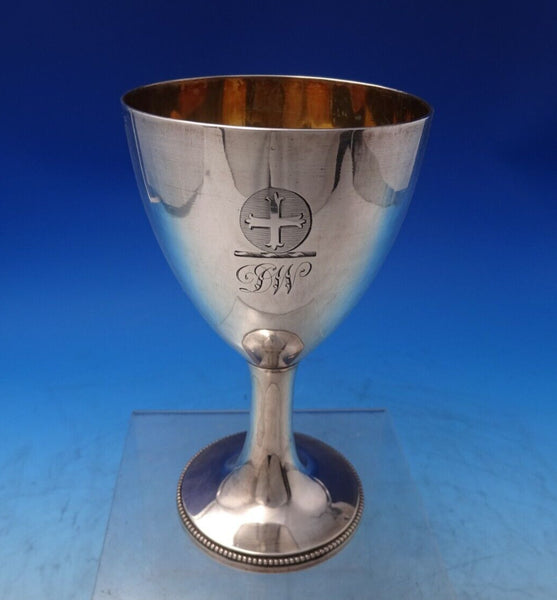 John Lambe English Georgian Sterling Silver Water Goblet GW Cross Engraved #7158