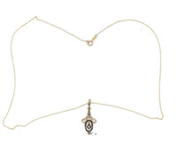 10k Yellow Gold Seed Pearls and Black Enamel Lavaliere Pendant (#J4956)