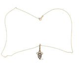 10k Yellow Gold Seed Pearls and Black Enamel Lavaliere Pendant (#J4956)