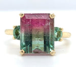 14k Gold 5.25 Carat Bi-Color Watermelon Genuine Natural Tourmaline Ring (#J6531)