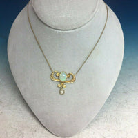 10k Yellow Gold Victorian Opal Lavaliere Necklace (#J5323)