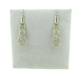 14k White Gold Art Deco Filigree Earrings Wire Hooks (#J4811)