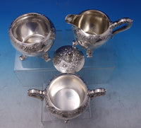 Normandie by Wallace Sterling Silver Tea Set 5pc with Sterling SP Tray (#7228)