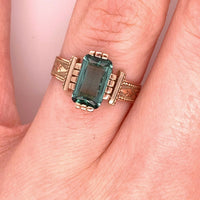 10k Rose Gold Victorian Ring 1.56ct Green Genuine Natural Tourmaline (#J4834)