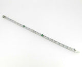 14k White Gold Filigree Diamond Bracelet Synthetic Green Emeralds (#J4505)