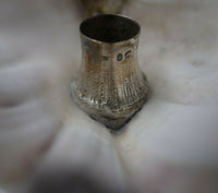 English Victorian Sterling Silver Chamber Stick Pair with Seashells (#5598)