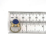 Arts and Crafts 14k Gold Genuine Natural Lapis Ring Applied Leaves (#J5414)